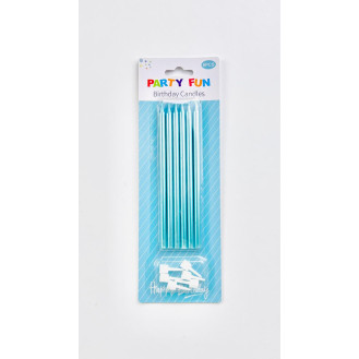 Long Blue Metallic Candles Long Blue Metallic Candles