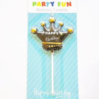 Happy Birthday Black Crown Candle  Happy Birthday Black Crown Candle