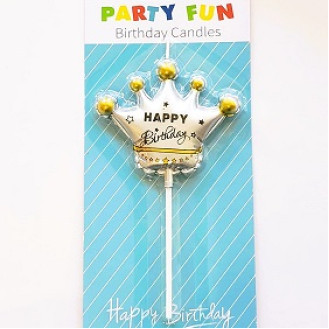 Happy Birthday Silver Crown Candle Happy Birthday Silver Crown Candle