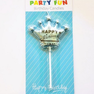 Happy Birthday Blue Crown Candle Happy Birthday Blue Crown Candle