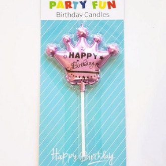 Happy Birthday Pink Crown Candle Happy Birthday Pink Crown Candle