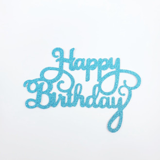 Happy Birthday Blue Glitter Topper 