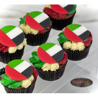 UAE National Day Fondant Flag Cupcakes on buttercream icing (per piece) UAE National Day Fondant Flag Cupcakes on buttercream icing (per piece)