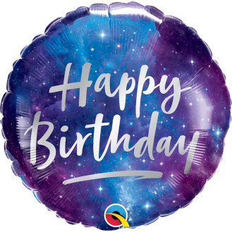 Happy Birthday Blue Galaxy Balloon  Happy Birthday Blue Galaxy Balloon