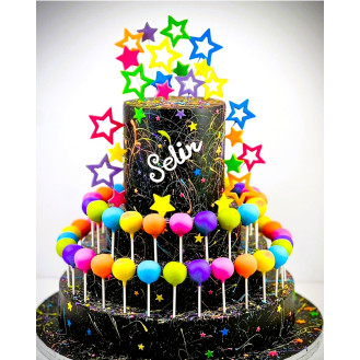 Neon theme Cakepop Tower with 1Kg cake on top Neon theme Cakepop Tower with 1Kg cake on top
