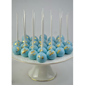 Sky Blue with Gold Leaf  Cakepop ( Per piece )