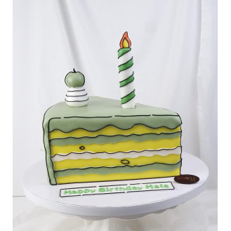 Sliced Olive Green Comic Cake