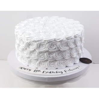 White Fresh cream Full  Rosette cake