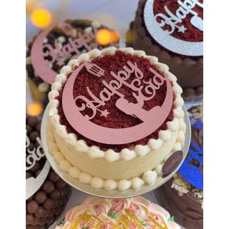 Red Velvet Cream Cheese Cake With Happy Eid Topper  Red Velvet Cream Cheese Cake With Happy Eid Topper