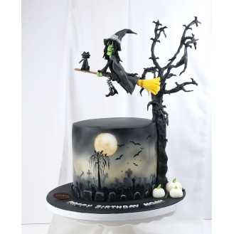 Halloween Witch On A Tree Cake  Halloween Witch On A Tree Cake
