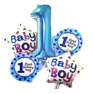 1 First Birthday Boy Foil Balloon Set 1 First Birthday Boy Foil Balloon Set