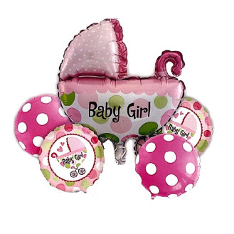 Baby Girl Pram Foil Balloons Baby Girl Pram Foil Balloons