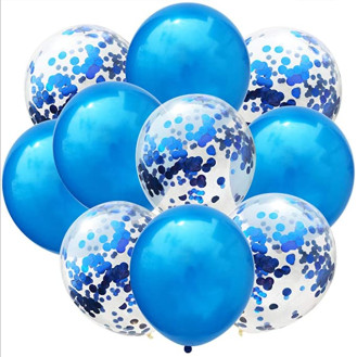Chrome Blue and Blue Confetti Balloons  Chrome Blue and Blue Confetti Balloons