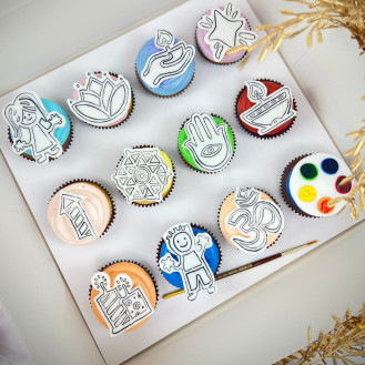 Diwali DIY Cupcakes - Set of 12 (11 Drawing, 1 Color Palette, 1 Brush) Diwali DIY Cupcakes - Set of 12 (11 Drawing, 1 Color Palette, 1 Brush)