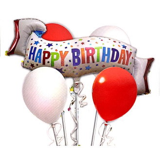 Happy Birthday Banner Red and White Balloon Set Happy Birthday Banner Red and White Balloon Set
