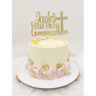 Holy Communion Cake with Personalized Topper Holy Communion Cake with Personalized Topper