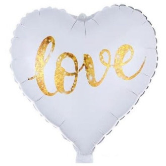 White Heart Foil Balloon with Love  White Heart Foil Balloon with Love