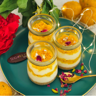 Motichoor Laddoo Cheesecake Jars (A box of 3) Motichoor Laddoo Cheesecake Jars (A box of 3)