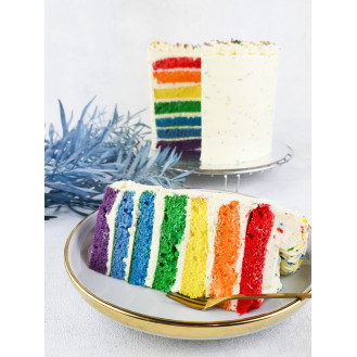 Rainbow Cake with Sprinkles (Salted Vanilla Buttercream)