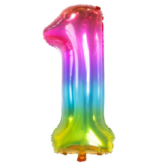 Rainbow Chrome Number 1 Balloon (16inch) Rainbow Chrome Number 1 Balloon (16inch)