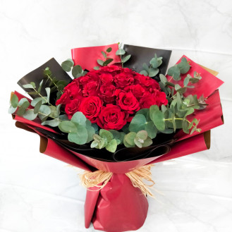 Valentines Day Rose Bouquet - Red Wrapper  Valentines Day Rose Bouquet - Red Wrapper