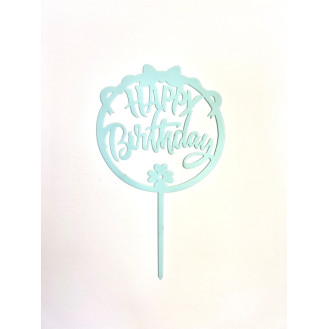 Happy Birthday Blue round topper 