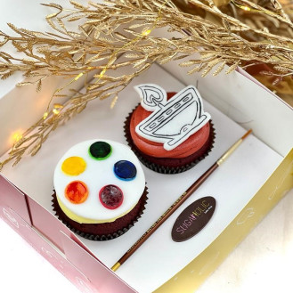 Diwali  DIY Cupcakes - Set of 2 (1 Drawing, 1 Color Palette, 1 Brush) Diwali  DIY Cupcakes - Set of 2 (1 Drawing, 1 Color Palette, 1 Brush)