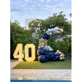Fabulous 40 - Male (1 x Circular balloon structure approx. 2m high LED numbers 4 and 0 (Need advance booking to check the availability of the Numbers) Fabulous 40 - Male (1 x Circular balloon structure approx. 2m high LED numbers 4 and 0 (Need advance booking to check the availability of the Numbers)