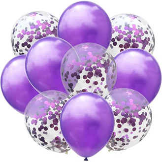 Chrome Purple and Purple Confetti Balloons  Chrome Purple and Purple Confetti Balloons