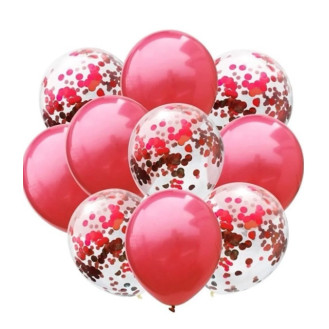 Chrome Red and Red Confetti Balloons  Chrome Red and Red Confetti Balloons