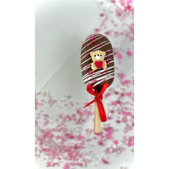 Bear with Red heart  and brown Coated Cakesickle Bear with Red heart  and brown Coated Cakesickle