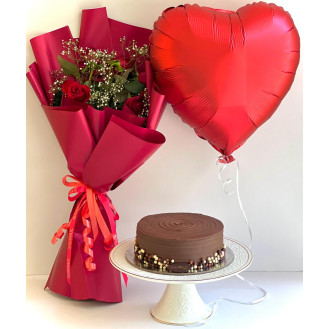 Valentines Combo with Belgian Ganache Cake Valentines Combo with Belgian Ganache Cake