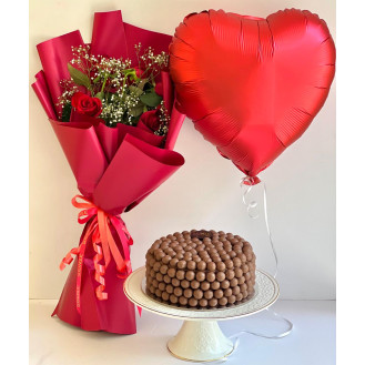 Valentines Combo with Chocolate Malteser Cake Valentines Combo with Chocolate Malteser Cake