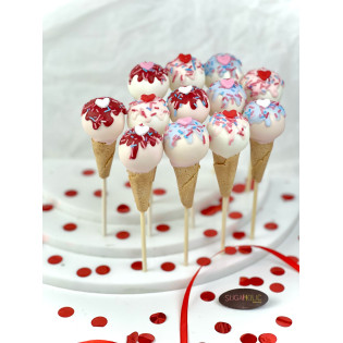Valentines Ice Cream Cone Cakepops (per piece) Valentines Ice Cream Cone Cakepops (per piece)